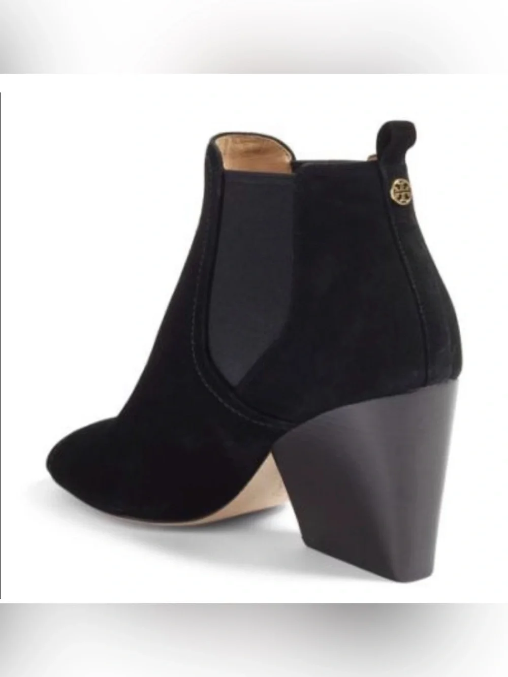 Tory Burch Gemma Open Toe Bootie in Black Royal Suede size 10